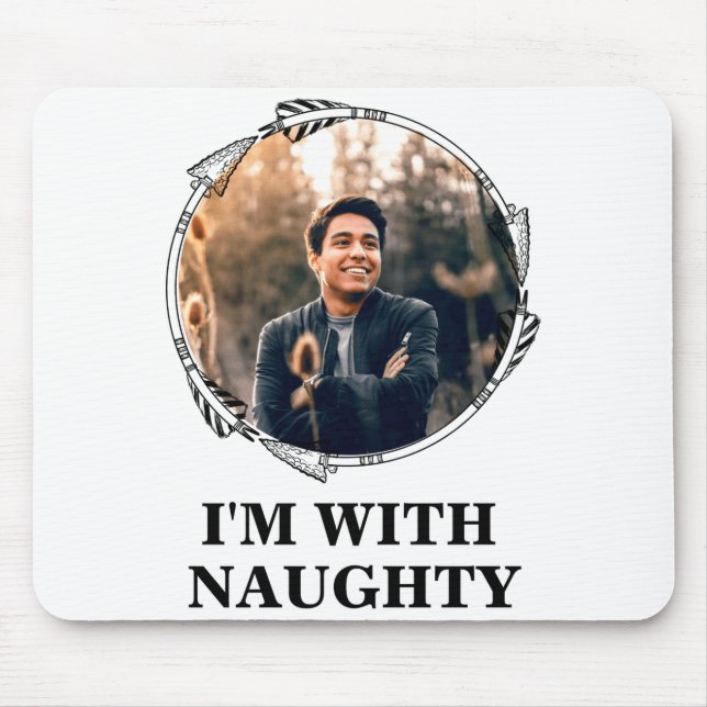 Funny Christmas Matching Couple Naughty Nice Photo Mouse Mat (Front)