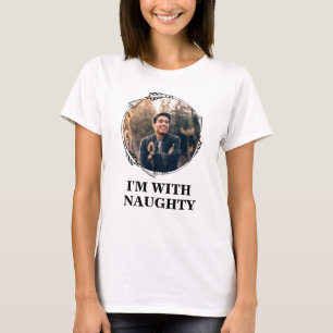Funny Christmas matching couple naughty nice photo T-Shirt