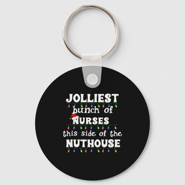 Funny Christmas Matching Group Work Jolliest Bunch Key Ring (Front)