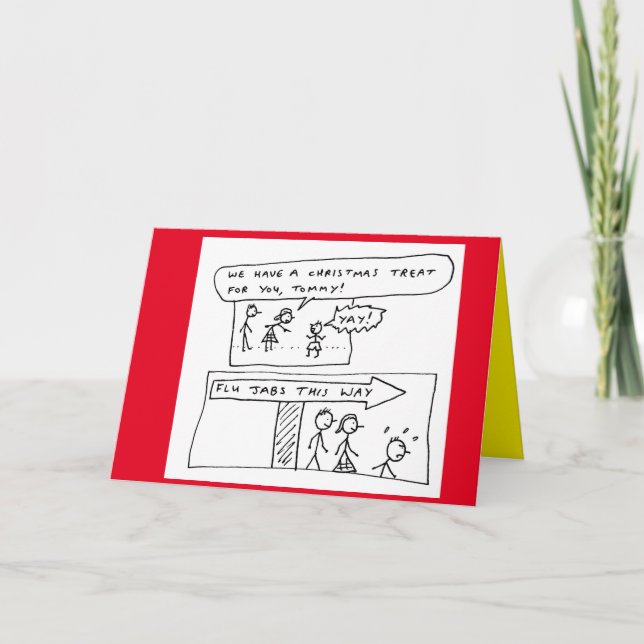 Funny Christmas Medical Joke Cartoon Holiday Card (Front)