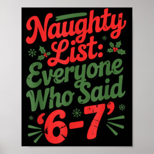 Funny Christmas Meme 6-7 Naughty List Humor Meme Poster