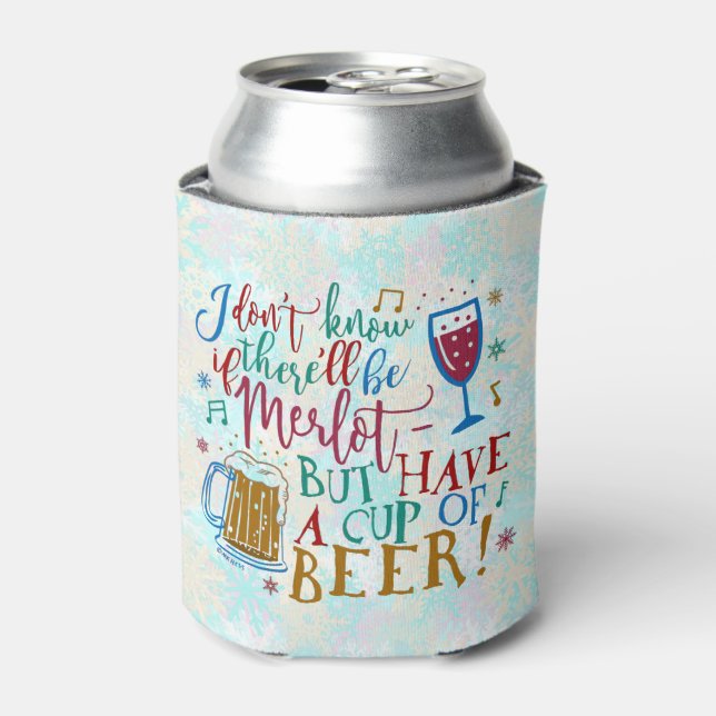 Funny Christmas Merlot Wine Beer Humour Typography Can Cooler (Can Front)