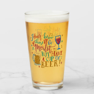 Funny Christmas Merlot Wine Beer Humour Typography Glass