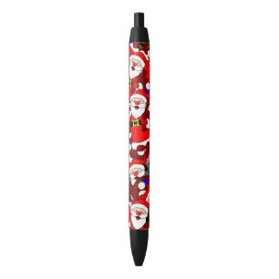 Funny Christmas Modern Whimsical Santa Collage Black Ink Pen