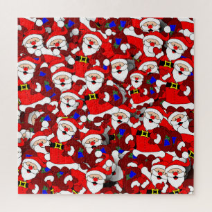 Funny Christmas Modern Whimsical Santa Collage Jigsaw Puzzle