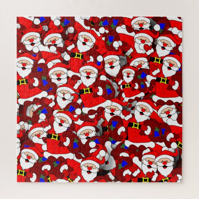 Funny Christmas Modern Whimsical Santa Collage Jigsaw Puzzle (Vertical)