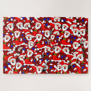 Funny Christmas Modern Whimsical Santa Collage Jigsaw Puzzle