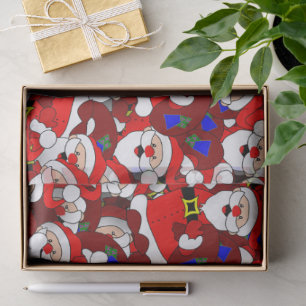 Funny Christmas Modern Whimsical Santa Collage Tissue Paper