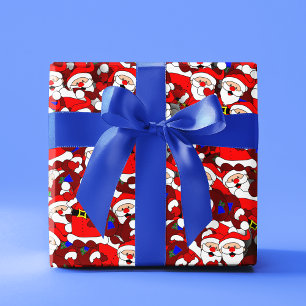 Funny Christmas Modern Whimsical Santa Collage Wrapping Paper Sheet