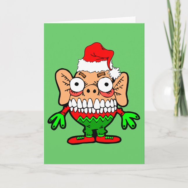 Funny Christmas monster Holiday Card (Front)