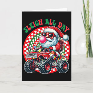 Funny Christmas Monster Truck Sleigh All Day Toddl Card