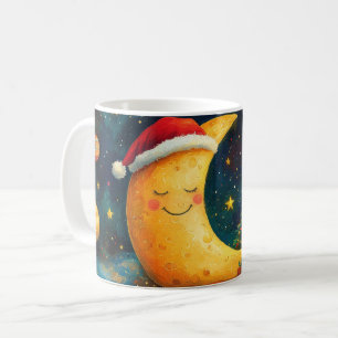 Funny Christmas Moon Galaxy Celebration Coffee Mug