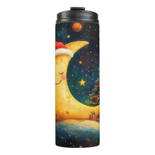 Funny Christmas Moon Galaxy Celebration Thermal Tumbler