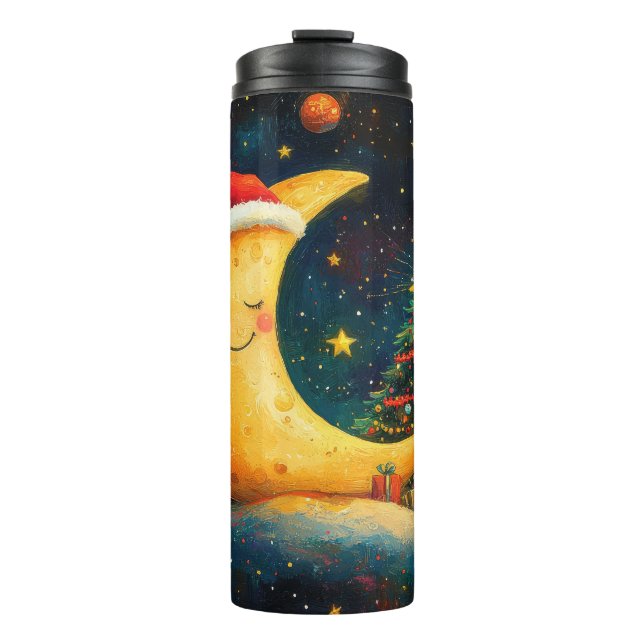 Funny Christmas Moon Galaxy Celebration Thermal Tumbler (Front)