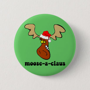 Funny Christmas moose 6 Cm Round Badge