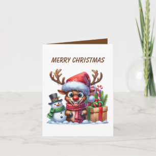 Funny Christmas moose add message Holiday Card
