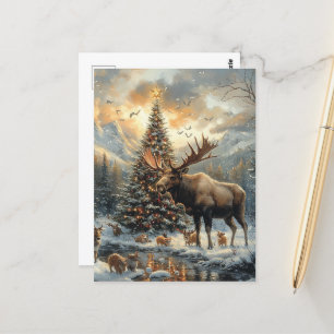Funny Christmas Moose Postcard