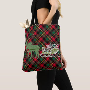 funny Christmas Moose Topiary Sleigh Tote Bag