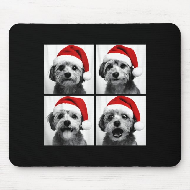 Funny Christmas Morkie Santa Dog Lover Photo Booth Mouse Mat (Front)