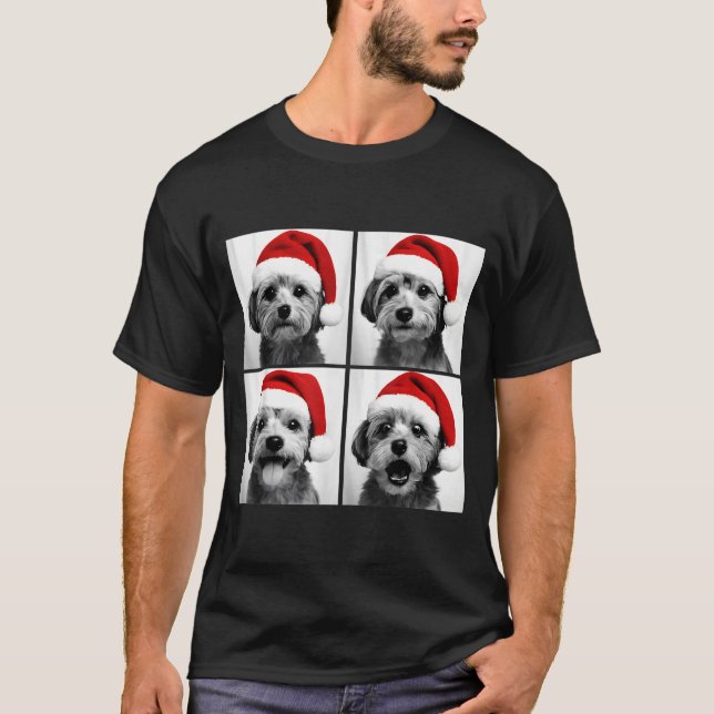 Funny Christmas Morkie Santa Dog Lover Photo Booth T-Shirt (Front)