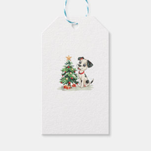 Funny Christmas Morning and Happy Dog Costume Gift Tags