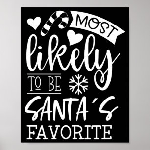 Funny Christmas Most Likely To Be Santas Favorite Poster