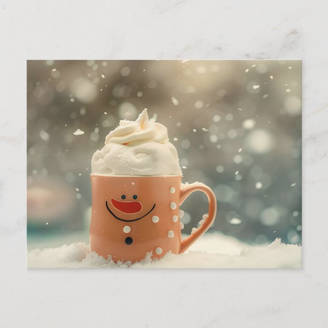 Funny Christmas Mug as Snowmann Postcard (Front)