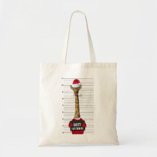 Funny Christmas Mugshot Guilty Giraffe Tote Bag