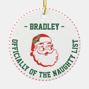 Funny Christmas Name, Naughty List Ceramic Tree Decoration