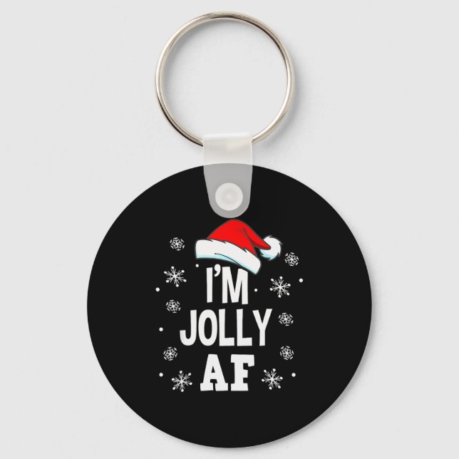 Funny Christmas Naughty Adults Pajama, Santa I'm J Key Ring (Front)