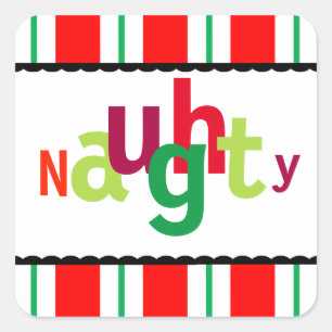 Funny Christmas Naughty Colourful Modern Typograph Square Sticker