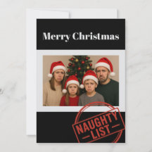Funny Christmas Naughty List Family Photo  Holiday