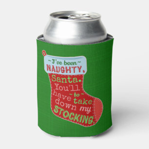 Funny Christmas Naughty Santa Claus Stocking Joke Can Cooler