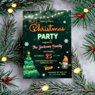 Funny Christmas Neon Sign Party  Invitation