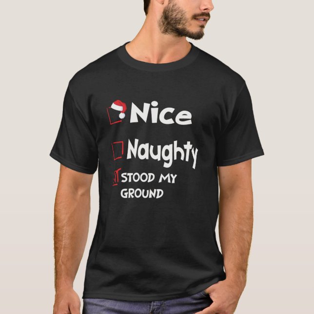 Funny Christmas Nice Naughty Check List Santa Xmas T-Shirt (Front)