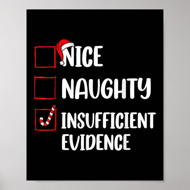 Funny Christmas Nice Naughty Insufficient Evidence Poster (Front)