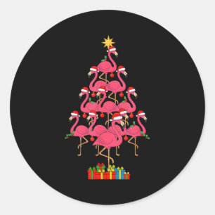 Funny Christmas Nk Flamingo Tree Holiday Bird Love Classic Round Sticker