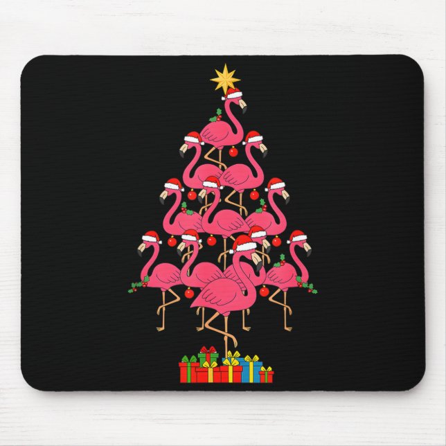 Funny Christmas Nk Flamingo Tree Holiday Bird Love Mouse Mat (Front)