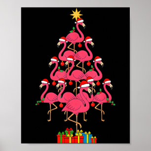 Funny Christmas Nk Flamingo Tree Holiday Bird Love Poster