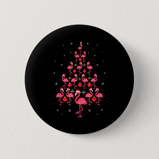 Funny Christmas Nk Flamingo Tree Holiday Gift Bird 6 Cm Round Badge (Front)