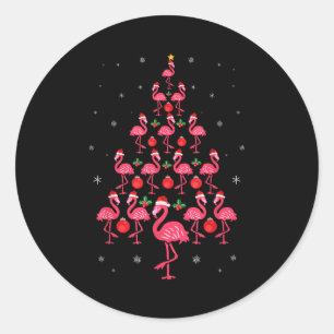 Funny Christmas Nk Flamingo Tree Holiday Gift Bird Classic Round Sticker