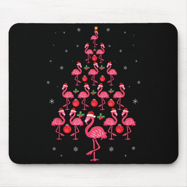 Funny Christmas Nk Flamingo Tree Holiday Gift Bird Mouse Mat (Front)