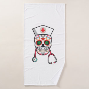 Funny Christmas Nurse Crew Reindeer Santa red plai Bath Towel