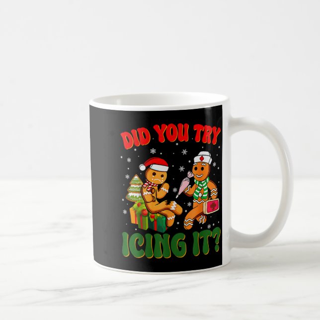 Funny Christmas Nurse Did You Try Icing It_ Ginger Coffee Mug (Right)