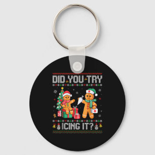 Funny Christmas Nurse Did You Try Icing It_ Ginger Key Ring