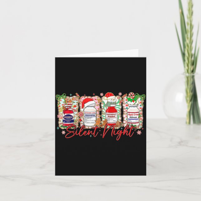 Funny Christmas Nurse Silent Night Medical Humor  Card (Front)