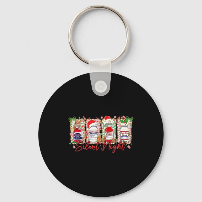 Funny Christmas Nurse Silent Night Medical Humor  Key Ring (Front)