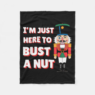 Funny Christmas Nutcracker- Bust A Nut Funny Mens  Fleece Blanket