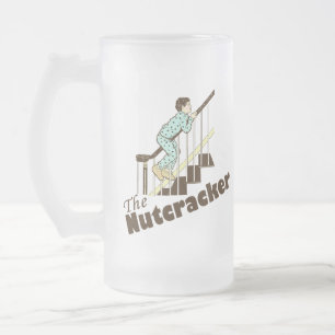Funny Christmas Nutcracker Frosted Glass Beer Mug