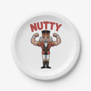 Funny Christmas Nutcracker Nuty Natural Fitness Paper Plate